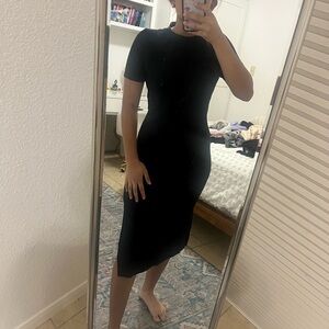 black fitted dress